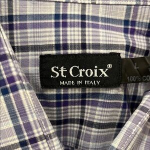 ST. CROIX Button Down Plaid Long Sleeve Shirt-L-Made in Italy-Luxury Brand